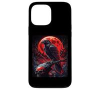 Cabeza Muerta Luna Gótica Cráneo Negro Cuervo Halloween Carcasa para iPhone 13 Pro MAX