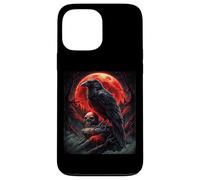 Cabeza Muerta Luna Gótica Cráneo Negro Cuervo Halloween Carcasa para iPhone 13 Pro MAX