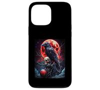 Cabeza Muerta Luna Gótica Cráneo Negro Cuervo Halloween Carcasa para iPhone 13 Pro MAX