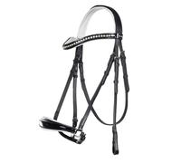 Cabezada -Carolin- HKM rienda simple - Negro/blanco / Full