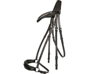 Cabezada -Carolin- HKM rienda simple - Negro / Cob