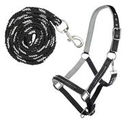 Cabezada set con mosquet. -Crystal- acolchado - Negro / Gris / Shetland