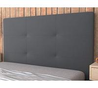 Cabezal Cama Andrea Tapizado de Tela Acolchado 8 cm con Fijación a Pared - Cabecero de Cama Suave y Elegante - Cama de 105 (115 x 120 cms) Gris Oscuro Textil Suave - Cabeceros Acolchados