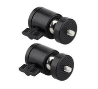 Cabezal de Bola 1/4 Pulgadas 2 Piezas para Trípode de Metal | Ángulo Flexible y Bloqueo Rápido, para Estudio Fotográfico y Directo Rosca Estándar, Negro Anodizado