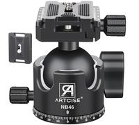 Cabezal de Bola de Perfil Bajo de 46 mm, Cabezal de Trípode de Alta Resistencia ARTCISE NB46 Todo Metal con Dos Placas de Liberación Rápida de 1/4" para Trípode, Monopie, DSLR, Carga Máxima 25 kg