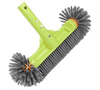 Cabezal de Cepillo para Piscina Desmontable con Cerdas Robustas 13″ - Cepillo Redondo para Limpieza Rápida de Paredes, Escalones Incluye Mango de Aluminio con Sistema EZ Clip Sin pértiga telescópica