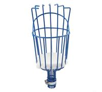 Cabezal de colección de frutas con sistema de montaje giratorio diseñado para estabilidad en postes de jardín de alto alcance (azul)