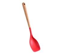 Cabezal de cuchara flexible: pala mezcladora resistente, esparcidor resistente, mango de madera de haya natural con silicona, servidor de alta temperatura y diseño sin costuras, equipo gourmet fiable