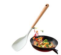 Cabezal de cuchara flexible - Paleta de mezcla resistente, esparcidor resistente, mango de madera de haya natural con silicona, servidor de alta temperatura y diseño sin costuras, equipo gourmet