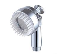 Cabezal de ducha con agarre cómodo y cepillo de champú para uso diario en lavabo y fregadero de lavandería con modos de lluvia y pulverización de burbujas (plateado)