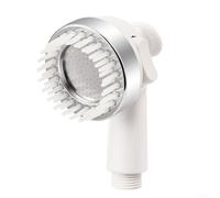 Cabezal de ducha con agarre ergonómico en la espalda y doble configuración de pulverización, burbujas de lluvia para aplicación de champú y masaje de cuerpo completo (blanco)
