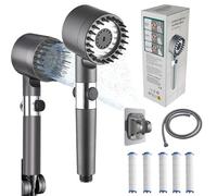 Cabezal De Ducha Con Filtro,Cabezal Ducha Con Manguera De 1,5 Metros, Soporte Y Cuatro Filtros De Repuesto,Alcachofa Ducha De Alta PresióN Ahorro De Agua Y EnergíA (2pcs)