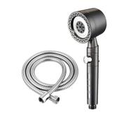 Cabezal de ducha con filtro de ahorro de agua de alta presión, 5 modos, cabezal de ducha de mano, conjunto de accesorios de baño con botón O-ne(Gray-1.5m)
