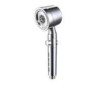 Cabezal de ducha con filtro de ahorro de agua de alta presión, 5 modos, cabezal de ducha de mano, conjunto de accesorios de baño con botón O-ne(Silvery)