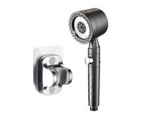 Cabezal de ducha con filtro de ahorro de agua de alta presión, 5 modos, cabezal de ducha de mano, conjunto de accesorios de baño con botón O-ne(Gray-Bracket)
