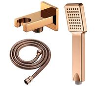 Cabezal de ducha cuadrada con manguera y clip de almacenamiento colocado a mano para ducha de ducha para la batidora montada en la pared en verde claro LWX
