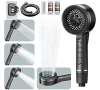 Cabezal de ducha de alta presión, cabezal de ducha ahorrador de agua con 4 modos de chorro, cabezal de ducha antical con manguera de ducha de 1,5 m y soporte, con botón de parada de agua. nuevo