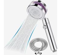 Cabezal de ducha de alta presión con hélice, 5 modos de rociado, diseño giratorio de 360 grados, función de parada de agua, acabado cromado.