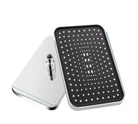 Cabezal de ducha de lluvia con rociador superior de alta presión de 14 pulgadas, cabezal de ducha de supercarga de flujo más grande, giratorio de 360 °, ahorro de agua, 1 Uds.(Silver)