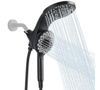 Cabezal de ducha de lluvia de alta presión con rociador de mano, cabezal de ducha fijo, juego de 10 rociadores, cabezales de ducha de mano desmontables, sistema magnético integrado, negro mate