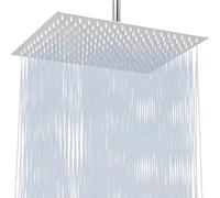 Cabezal de Ducha de Lluvia Extragrande, Ducha Rectangular de Acero Inoxidable de Alto Caudal, Ducha de Baño en Cascada, con Revestimiento Para Techo o Pared (40 cm x 30 cm, Cromo)