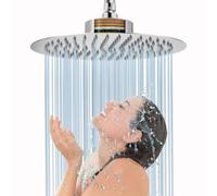 Cabezal de Ducha de Lluvia Voolan con Cabezales de Ducha de Lluvia Grandes, Filtrados y de Alto Caudal, Fabricados en Acero Inoxidable, Filtro de Cabezal de Ducha en Cascada, 25cm Redondo