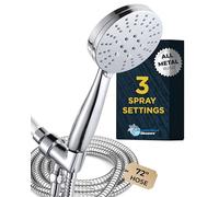 Cabezal de ducha de mano de metal de 3 pulverizaciones con manguera larga y soporte de latón, cromado, cabezal de ducha con pulverizador de mano, rociadores anchos, de masaje y niebla, cabezal de
