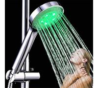 Cabezal de Ducha de Mano Individual, Color Verde, ABS Cromado, Redondo, Funcional, con LED Que Cambia de Color.