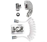 Cabezal de ducha de mano, juego de accesorios de grifo de manguera de 22 mm a 24 mm para fregadero de baño, pulverizador ajustable montado en la pared con desviador de aleación de zinc y ABS, plateado