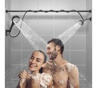 Cabezal de ducha doble para parejas: sistema de dos cabezales de alta presión ajustables con 3 flujo para 2 personas (negro)