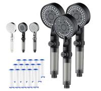 Cabezal de ducha filtrado de alta presión de 5 modos - Cabezal de ducha ajustable multifuncional 2025 con interruptor de control de agua - S negro B-3PC para una experiencia similar al spa