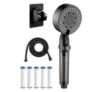 Cabezal de ducha filtrante para agua calcárea, cabezal de ducha de alta presión con 5 modos de pulverización y filtros - para baño internado camping coche niños niñas