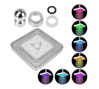 Cabezal De Ducha LED De 7 Colores Con Efecto Lluvia Y Cambio Gradual, Sin Pilas, Cabezal De Ducha Fijo Cuadrado, Sensor De Temperatura De 3 Colores(7 color square)
