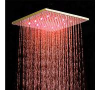Cabezal de Ducha LED Dorado Color Cambio de Lluvia Cuadrada Cabeza de Ducha de Ducha Accesorios de Ducha de Accesorios de Accesorios Superiores, LED de 10 Pulgadas, Porcelana