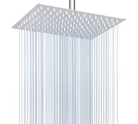 Cabezal de Ducha Lluvia Grande de 30cm, Voolan Cabezal de Ducha Rectangular de Alta Presión de Acero Inoxidable Ducha, Cobertura Total, Montaje Universal en Techo o Pared (12 * 8'' Rectángulo, Cromo)