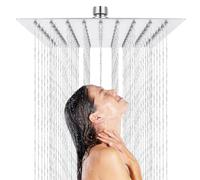 Cabezal de Ducha Lluvia Cuadrado de Alta Presión - Rociador de Acero Inoxidable, Fácil de Instalar 20x20cm