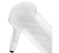 Cabezal de ducha para ahorro de agua con botón de parada y 7 tipos de chorro, cromado blanco grande