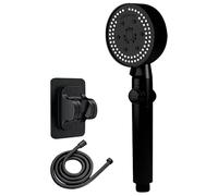 Cabezal de ducha portátil mano, 8 modos pulverización, cabezal alta presión con filtro agua dura for baño, gimnasio y Hotel Para Baño(Black)