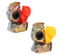 Cabezal de embrague M22 x 1,5 con válvula, 2 unidades de cabezal de aire comprimido de aleación de aluminio rojo amarillo con tapa antipolvo para camión, tractor, tractor, aire comprimido, coche