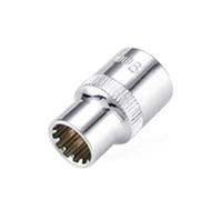 Cabezal de enchufe corto de espejo de 12 puntos, adaptador de acero al cromo vanadio de 3/8 pulgadas para llave de trinquete Torx Bit, color plateado