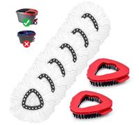 Cabezal de fregona de repuesto compatible con el sistema Ocedar EasyWring de 1 tanque, repuesto de cabezales de fregona de microfibra y cepillo para fregona giratoria O Cedar Easywring, paquete de 6