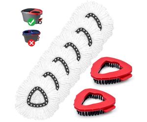 Cabezal de fregona de repuesto compatible con el sistema Ocedar EasyWring de 1 tanque, repuesto de cabezales de fregona de microfibra y cepillo para fregona giratoria O Cedar Easywring, paquete de 6