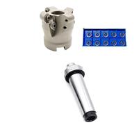 Cabezal de fresado frontal MR5R 50 22 EMRW 6R 63 para inserto RPMT (10 piezas) y portaherramientas R8 MT2 MT3 MT4 FMB22(EMR6R-50-22-4T,MTB3-FMB22-M12)