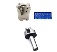 Cabezal de fresado frontal MR5R 50 22 EMRW 6R 63 para inserto RPMT (10 piezas) y portaherramientas R8 MT2 MT3 MT4 FMB22(EMR5R-50-22-4T,BT30-FMB22)