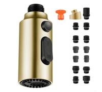 Cabezal de pulverización extraíble de 3 funciones para grifos de fregadero de cocina fabricado con material ABS con 14 opciones de conector para un ajuste amplio (oro cepillado)