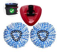 Cabezal de repuesto para fregona compatible con O-Cedar-Spin-Mop-Replacement-Head Sistema de 2 depósitos, recambios triangulares de microfibra giratoria, paquete de 2 cabezales de fregona azules con 1