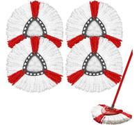 Cabezal de Repuesto para Fregona Vileda Turbo- Microfibra Triangular Recambio Fregona- Compatible con Todos los Suelos - Lavable a Máquina -Uso en Húmedo y Seco (Rojo 4 Pieza)