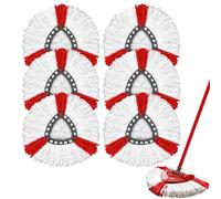 Cabezal de Repuesto para Fregona Vileda Turbo- Microfibra Triangular Recambio Fregona- Compatible con Todos los Suelos - Lavable a Máquina -Uso en Húmedo y Seco (Rojo 6 Pieza)