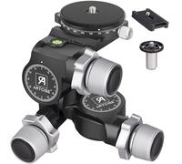 Cabezal de trípode con engranajes de 3 vías, cabezal de trípode con engranajes ARTCISE con placa QR tipo Arca y placa QR panorámica de tipo Arca de 360 °, microajuste milimétrico, carga máxima de 6 kg