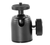 Cabezal de Trípode de Bola para Cámara 1/4 3/8, Aluminio Negro | Rotación 360°, Ajuste de Ángulo y Soporte Firme, Juego de 1 Pieza para Montaje y Escritorio